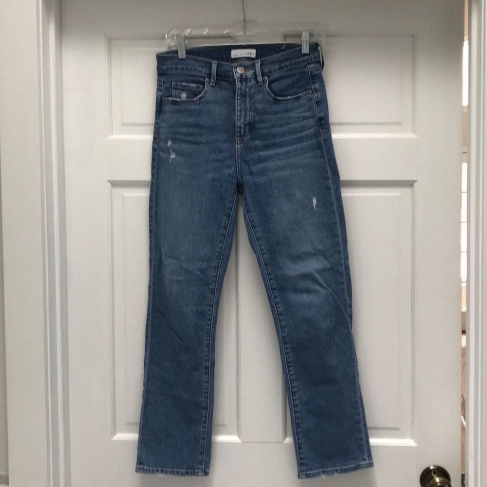 Loft High Waisted Straight Slim Picket distressed